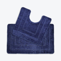 Allure Bath Fashions Two Piece Non-Slip Bath Mat And Pedestal Mat Set - Navy