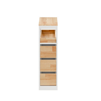 Sobuy Low Bathroom Cabinet With 3 Drawers 65X23X82Cm Minimalist Bzr54-Iv-Nw - image 1