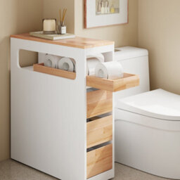 Sobuy Low Bathroom Cabinet With 3 Drawers 65X23X82Cm Minimalist Bzr54-Iv-Nw - thumbnail 7