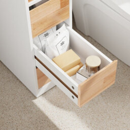 Sobuy Low Bathroom Cabinet With 3 Drawers 65X23X82Cm Minimalist Bzr54-Iv-Nw - thumbnail 9