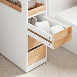 Sobuy Low Bathroom Cabinet With 3 Drawers 65X23X82Cm Minimalist Bzr54-Iv-Nw - thumbnail 8