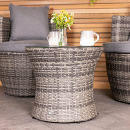 Charles Bentley 3 Piece Rattan Stacking Outdoor Patio Furniture Set  - Grey - thumbnail 3