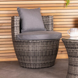 Charles Bentley 3 Piece Rattan Stacking Outdoor Patio Furniture Set  - Grey - thumbnail 2