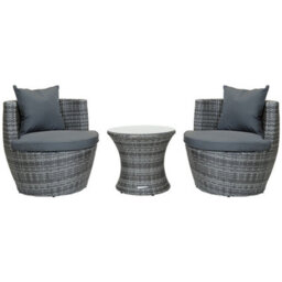 Charles Bentley 3 Piece Rattan Stacking Outdoor Patio Furniture Set  - Grey - thumbnail 4