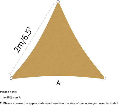 Beige 2X2X2M Triangular Shade Sail 95% Uv Protection - image 1