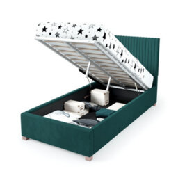 Rest Relax Emma Solo Ottoman Bed Plush Velvet Emerald Green - Single 3Ft - thumbnail 6