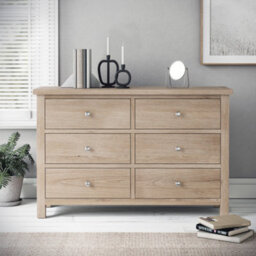 Farro Washed Oak 6 Drawer Chest Fully Assembled - By Roseland Furniture - thumbnail 3