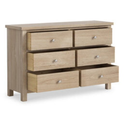 Farro Washed Oak 6 Drawer Chest Fully Assembled - By Roseland Furniture - thumbnail 5