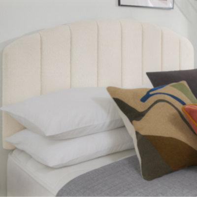 "Urban Textures - Celeste Luxury 20"" High Velvet Fabric Upholstered Curved Headboard - Cream" - image 1