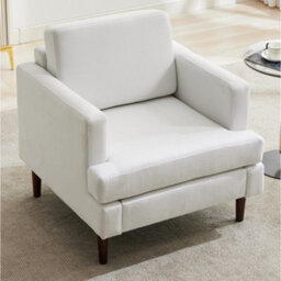 Living And Home Mid-Century Beige Linen Single Sofa Armchair