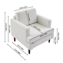 Living And Home Mid-Century Beige Linen Single Sofa Armchair - thumbnail 4