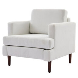 Living And Home Mid-Century Beige Linen Single Sofa Armchair - thumbnail 2