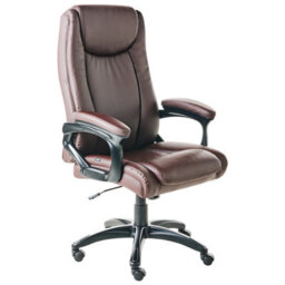 Beliani Executive Chair Graceful Faux Leather Dark Brown - thumbnail 1