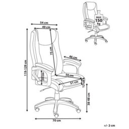 Beliani Executive Chair Graceful Faux Leather Dark Brown - thumbnail 3