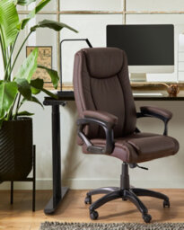 Beliani Executive Chair Graceful Faux Leather Dark Brown - thumbnail 2