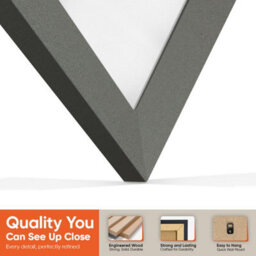 "AK Frames 25X17"" Dark Grey Sleek Vinyl Record Frame With White Mount For 12 Inch Lp Cover & Disc - Overlapped Design" - thumbnail 3