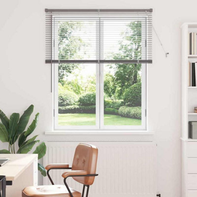 Berkfield Window Blind With Curtains Manual Silver Aluminium - image 1