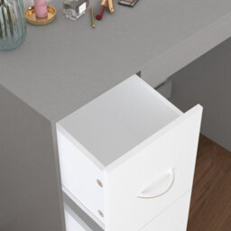 Urbn-Living Urbnliving Height  79.5Cm 3 Drawer Wooden Bedroom Dressing Computer Work Table Desk Grey Carcass And White Drawers Jewellery - thumbnail 4