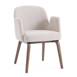 Elano Beige Bouclé Dining Chair With Walnut Effect Ash Solid Wood Frame - thumbnail 6