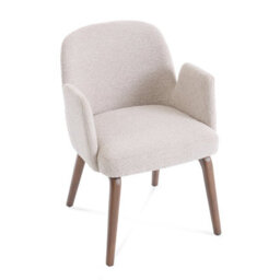 Elano Beige Bouclé Dining Chair With Walnut Effect Ash Solid Wood Frame - thumbnail 5