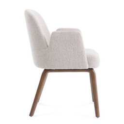 Elano Beige Bouclé Dining Chair With Walnut Effect Ash Solid Wood Frame - thumbnail 2