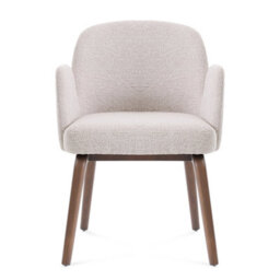 Elano Beige Bouclé Dining Chair With Walnut Effect Ash Solid Wood Frame