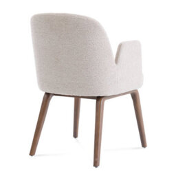 Elano Beige Bouclé Dining Chair With Walnut Effect Ash Solid Wood Frame - thumbnail 4