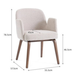 Elano Beige Bouclé Dining Chair With Walnut Effect Ash Solid Wood Frame - thumbnail 8