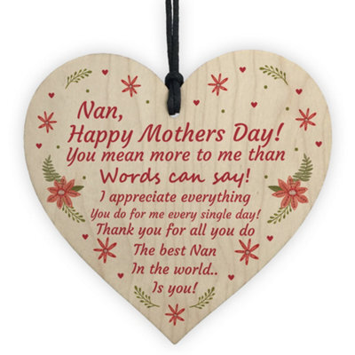 Red Ocean Gift For Nan Mothers Day Gift Lockdown Wooden Heart Thank You Gift For Her - image 1