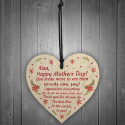 Red Ocean Gift For Nan Mothers Day Gift Lockdown Wooden Heart Thank You Gift For Her - thumbnail 2