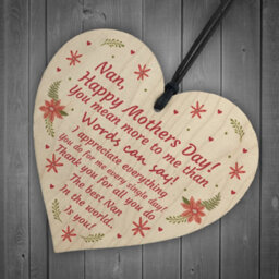 Red Ocean Gift For Nan Mothers Day Gift Lockdown Wooden Heart Thank You Gift For Her - thumbnail 6
