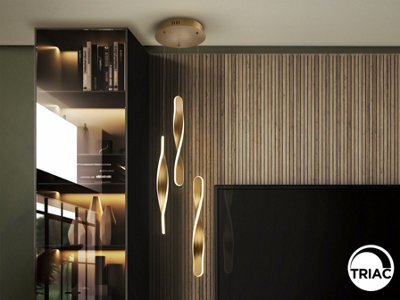Luminosa Lighting Luminosa Twist Cluster Pendant Ceiling 3 Light Gold Led 3000K - Uk Stock - image 1
