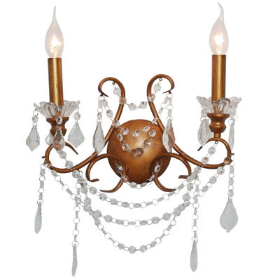 Vivianne Antiqued Gold Cut Glass Wall Chandelier - image 1