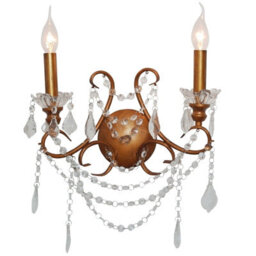 Vivianne Antiqued Gold Cut Glass Wall Chandelier - thumbnail 1