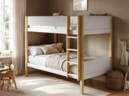 Flair Mateo Detachable Ribbed Bunk Bed White & Oak - thumbnail 1