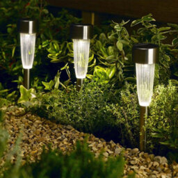 Storm Trading Group 3 X Stainless Steel Fluted Solar Stake Lights Dusk To Dawn Path Feature Light - thumbnail 4