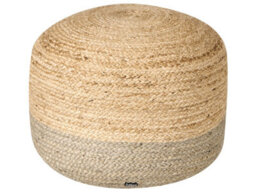 Wyld And Coco Taupe Jute Pouffe 50 X 50 X 40 Cm Round Ottoman With Eps Bead Filling Boho-Chic - thumbnail 2