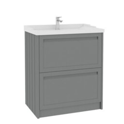 Royal Bathrooms Elmore 700mm Floor Standing 2 Drawer Bathroom Vanity Unit With Traditional Ceramic Basin Sink - Matt Pebble Grey - thumbnail 6