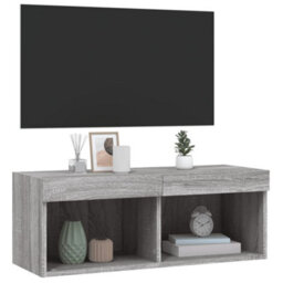 Berkfield Tv Cabinet With Led Lights Grey Sonoma 80X30X30 Cm - thumbnail 6