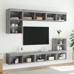 Berkfield Tv Cabinet With Led Lights Grey Sonoma 80X30X30 Cm - thumbnail 4