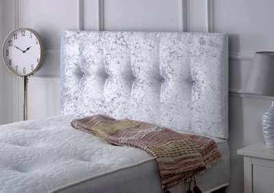 "Adore Designs Madrid Crushed Velvet 6Ft Super King 24"" Headboard - Silver"