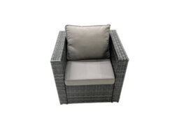 Fimous Rattan Garden Furniture Sofa Set With Coffee Table Armchair Side Table 2 Big Footstools Dark Grey Mixed - thumbnail 5