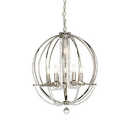Elegant 6 Bulb Chandelier With Polished Nickel Finish - Led E14 60W Pendant Light - thumbnail 1