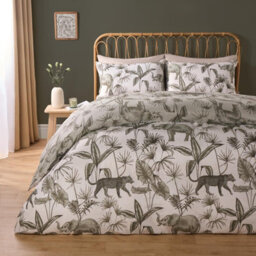 OHS Duvet Cover Set Safari Reversible Quilt Pillowcases Bedding, Sage - Double - thumbnail 1