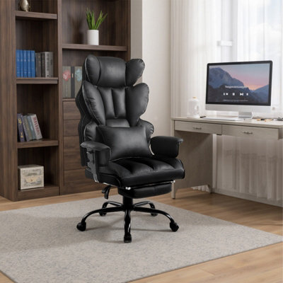 Living And Home Ergonomic High Back Black Office Chair With Footrest And Casters - image 1