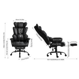Living And Home Ergonomic High Back Black Office Chair With Footrest And Casters - thumbnail 4