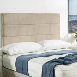 "Urban Textures - Siera Plush Velvet Upholstered Horizontal Lined Divan Bed Headboard 20"" - Mink"