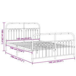 Berkfield Metal Bed Frame Without Mattress With Footboard Black 137X190Cm - thumbnail 8