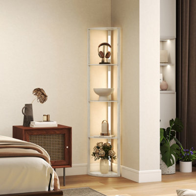 Homcom Corner Floor Lamp With Warm White Led Light, Oak - image 1