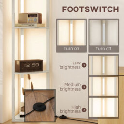 Homcom Corner Floor Lamp With Warm White Led Light, Oak - thumbnail 7